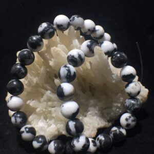 ลูกปัดหินแจสเปอร์ม้าลายขนาด 10 มิลลิเมตร dia 10 mm.,(Zebra Jasper Bead) 66 กรัม 10 มิลลิเมตร 38 เม็ด